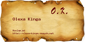 Olexa Kinga névjegykártya